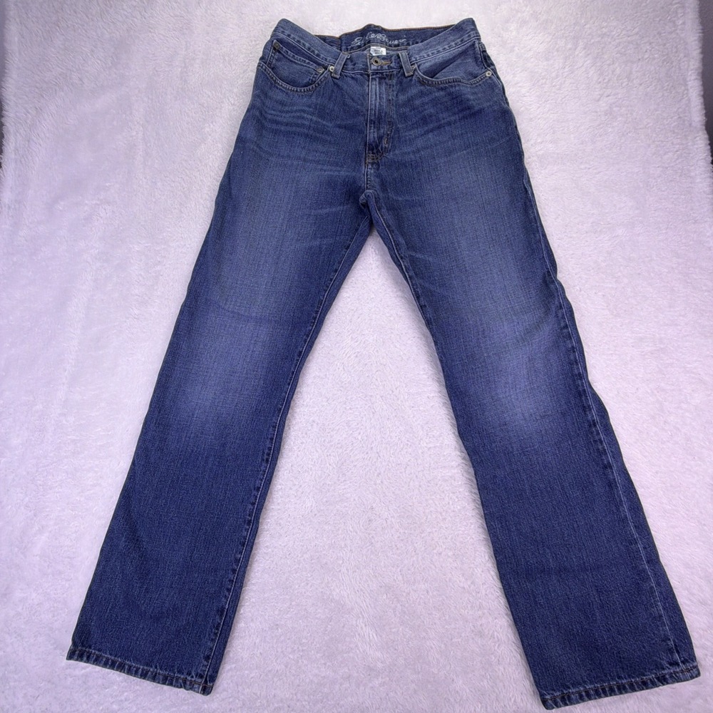 VTG Eddie Bauer Jeans Men's 30x31 Straight Leg Dark Blue 100% Cotton